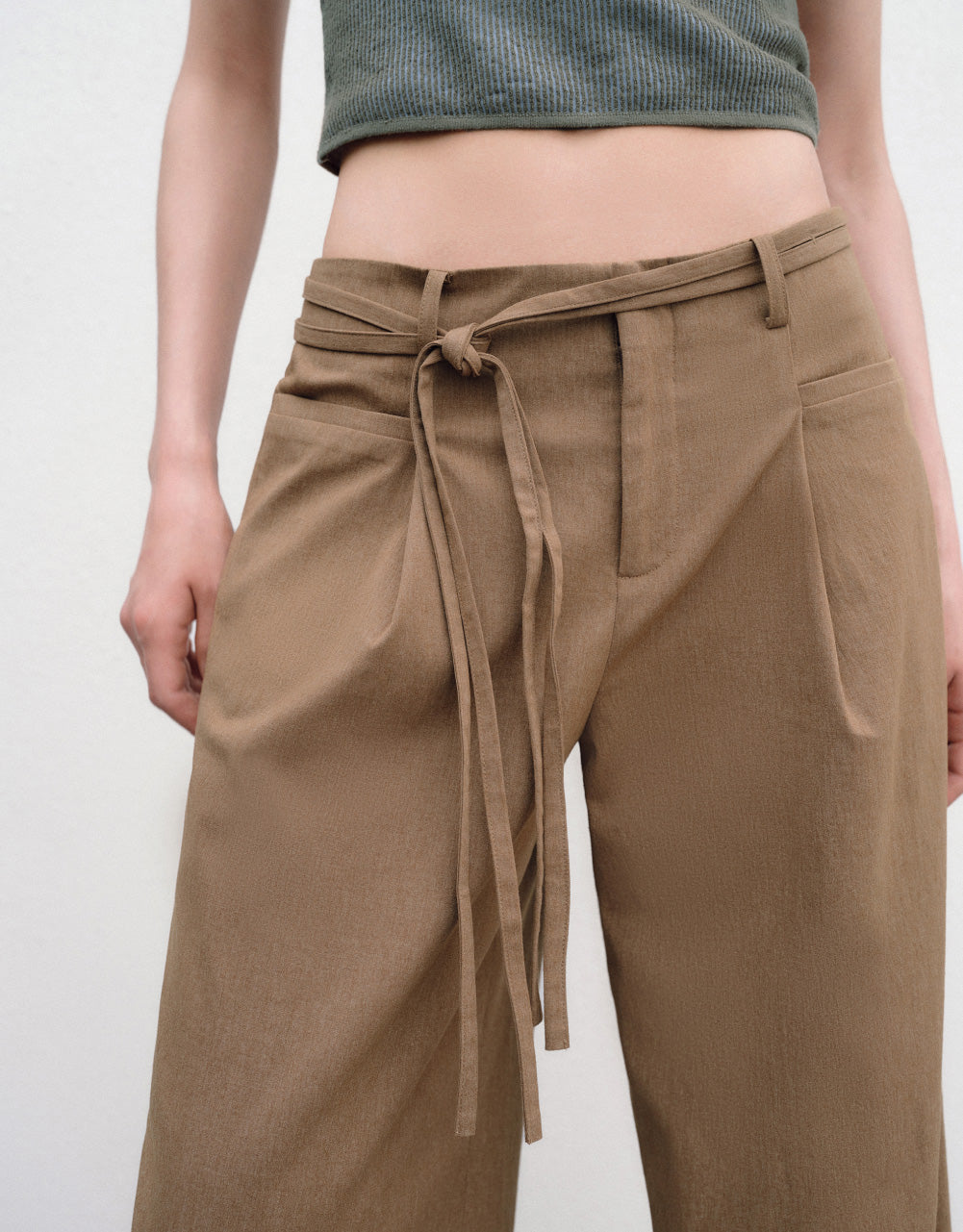 Wide-Leg Pants With Belt