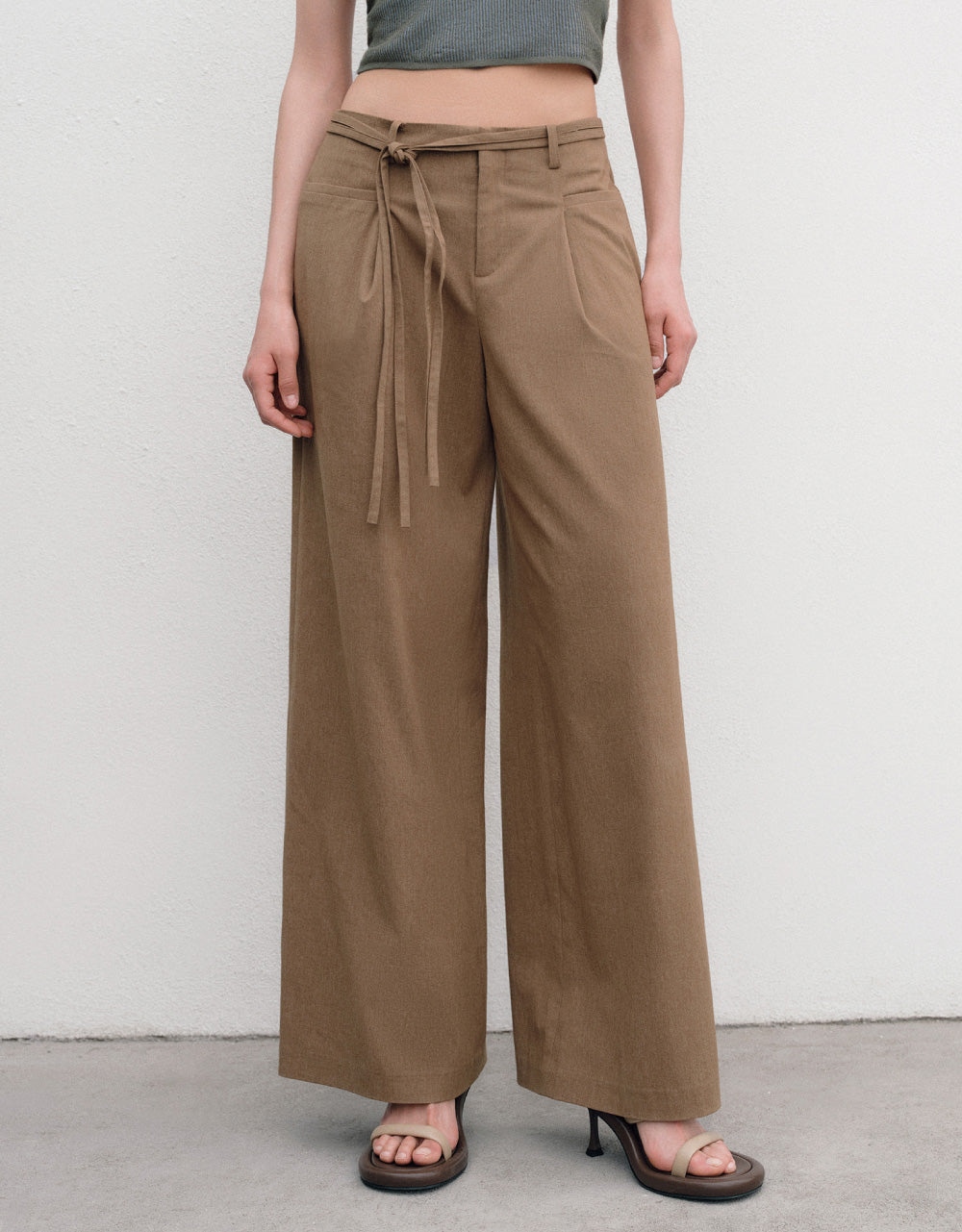 Wide-Leg Pants With Belt