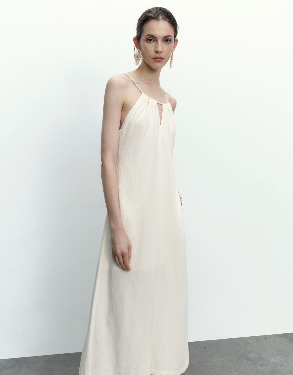 Textured Sleeveless A-Line Dress