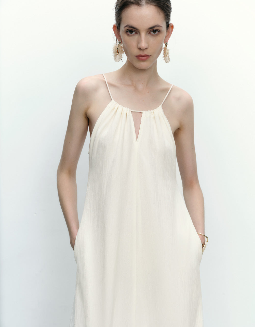 Textured Sleeveless A-Line Dress