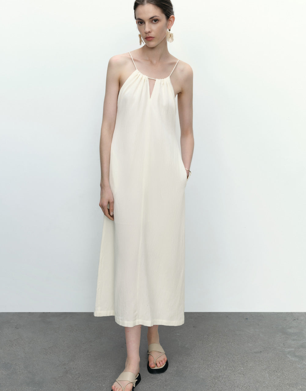 Textured Sleeveless A-Line Dress