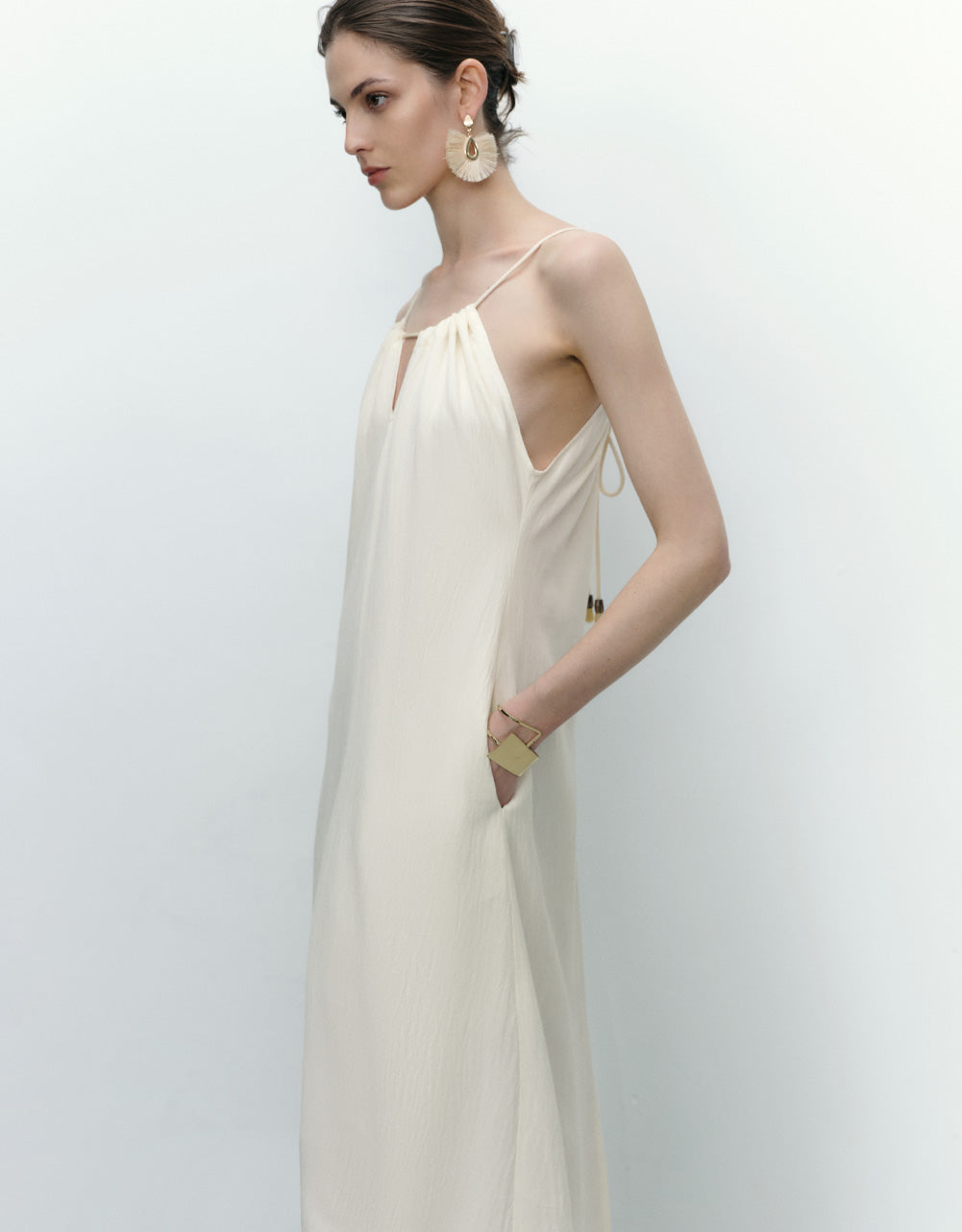 Textured Sleeveless A-Line Dress