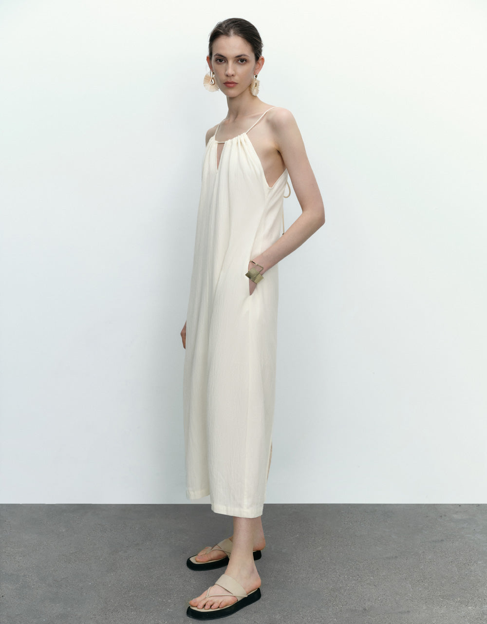 Textured Sleeveless A-Line Dress