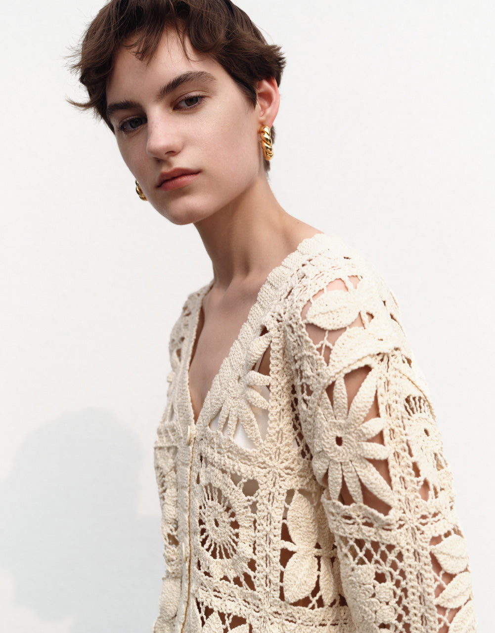 Straight V-Neck Knitted Cardigan