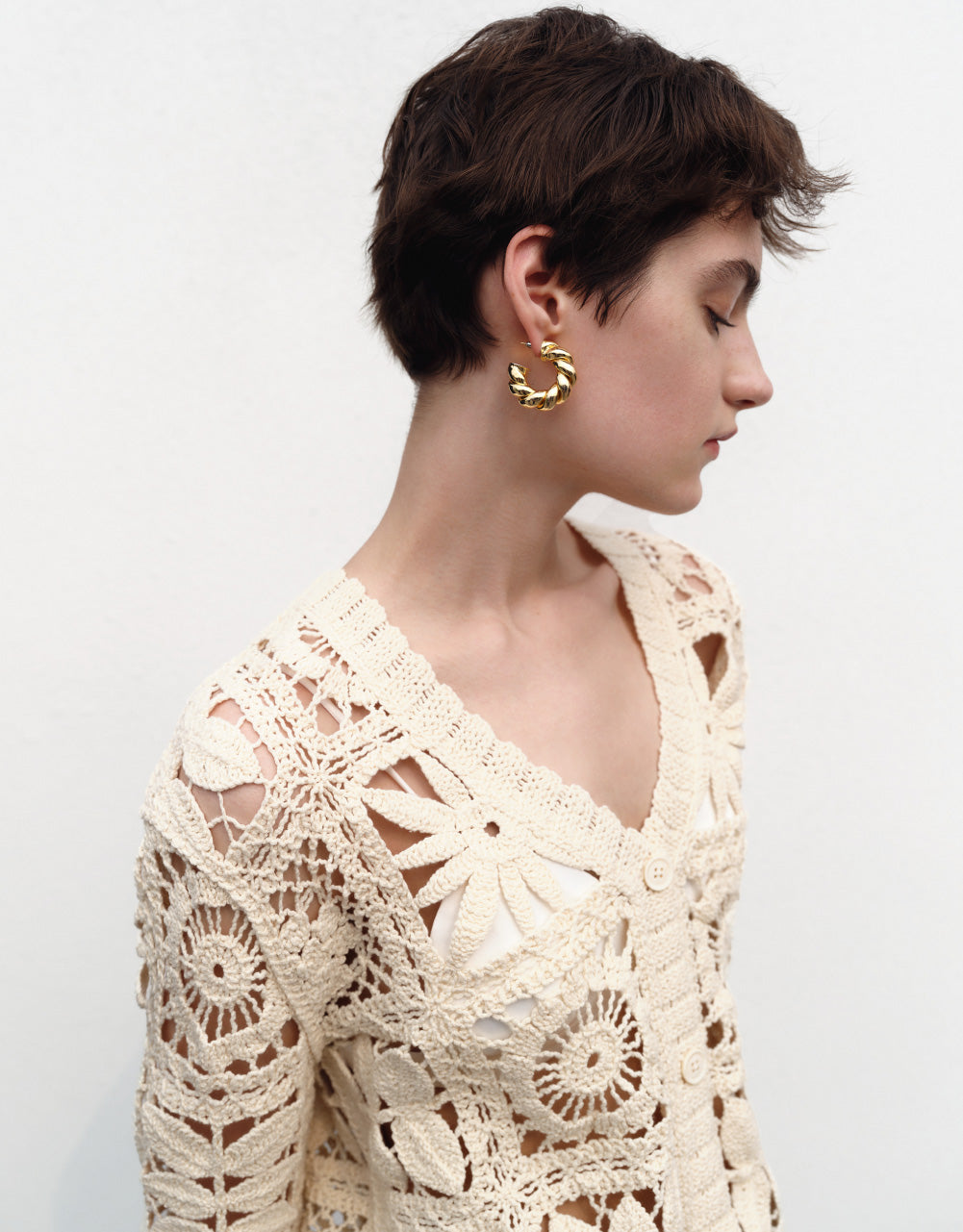 Straight V-Neck Knitted Cardigan