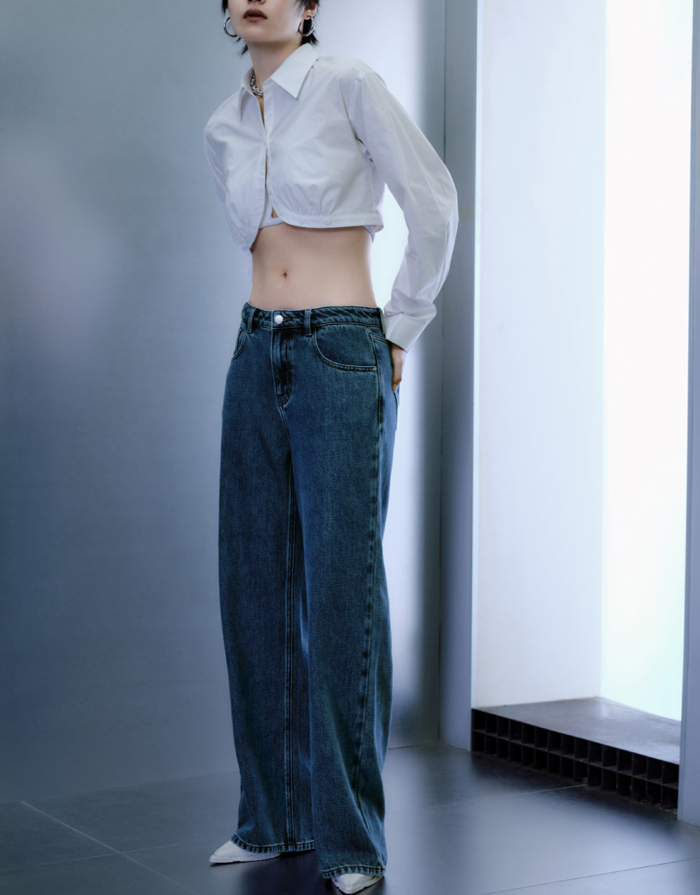 Cropped Open Front Shirt