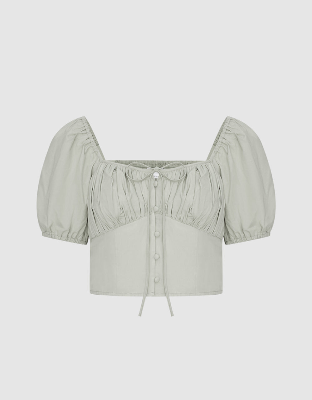 Tie Front Square-cut Collar Shirt