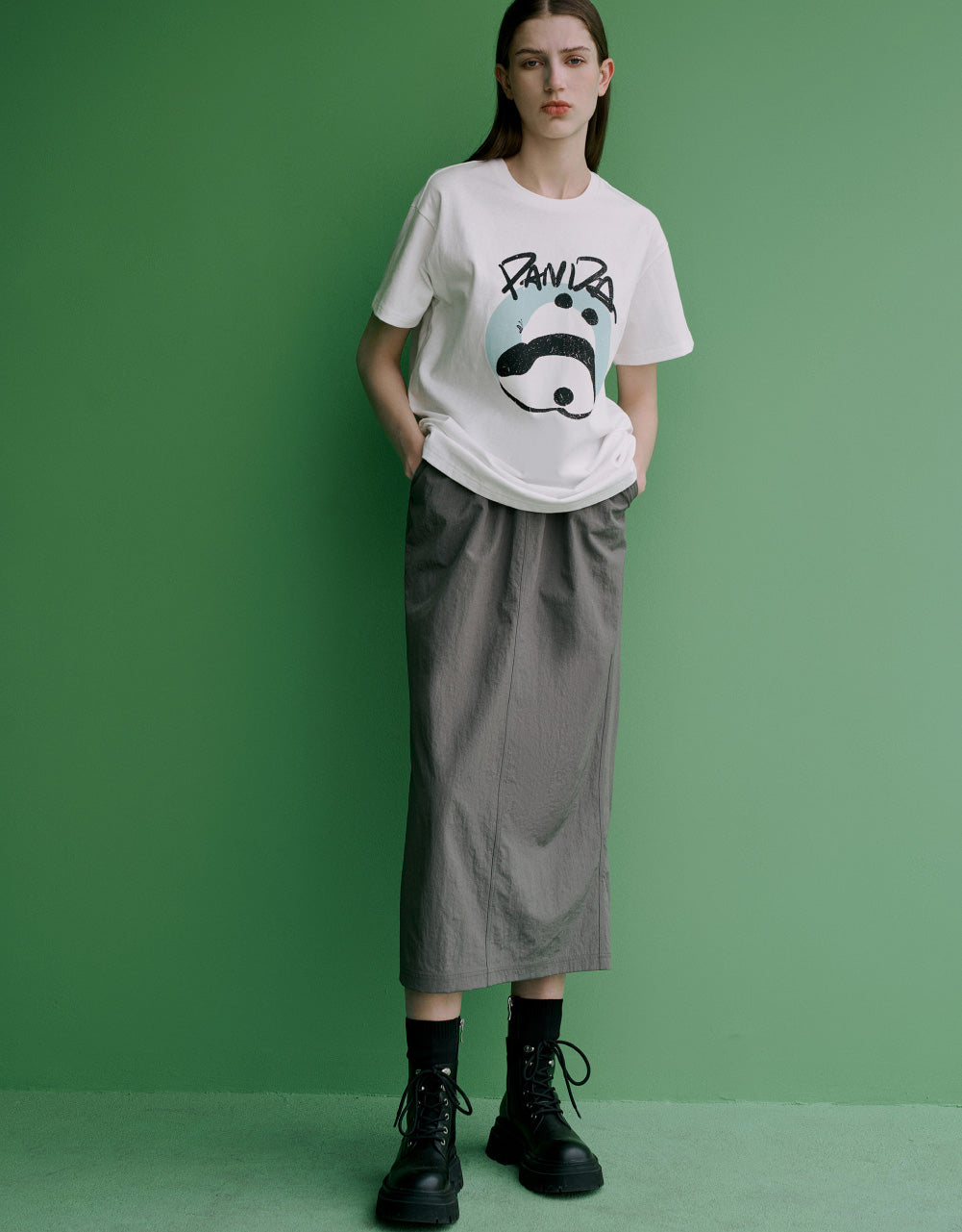 Panda Printed Crew Neck T-Shirt