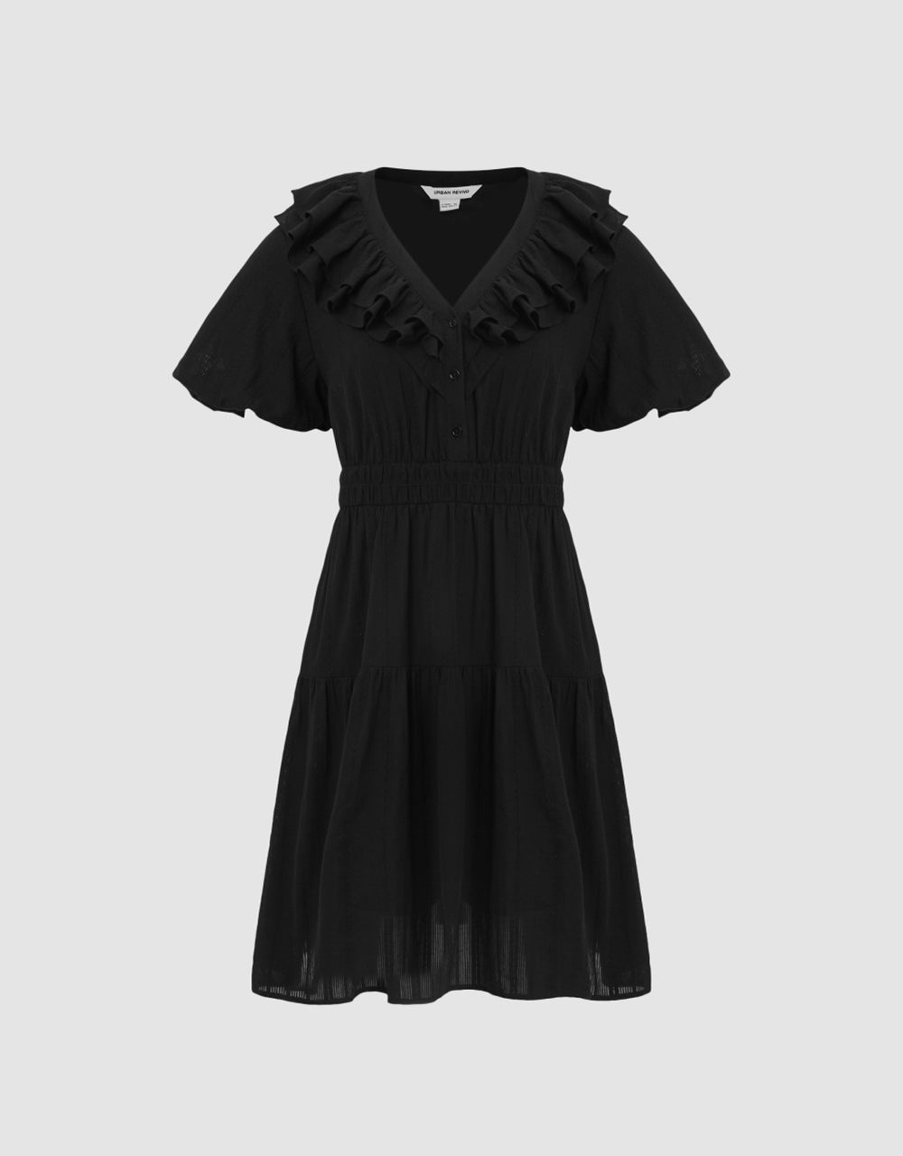 Ruffle Lapel Midi Dress