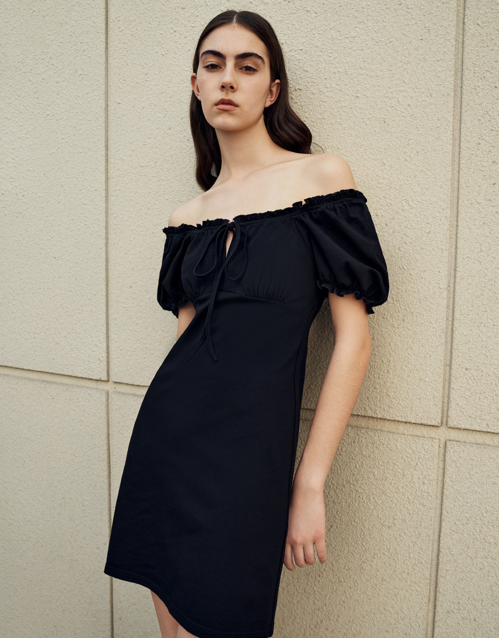 Tie Front Frill Trim Dress
