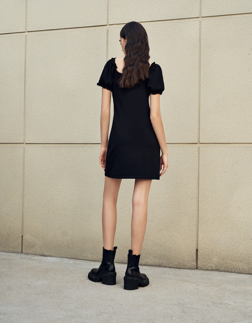 Tie Front Frill Trim Dress