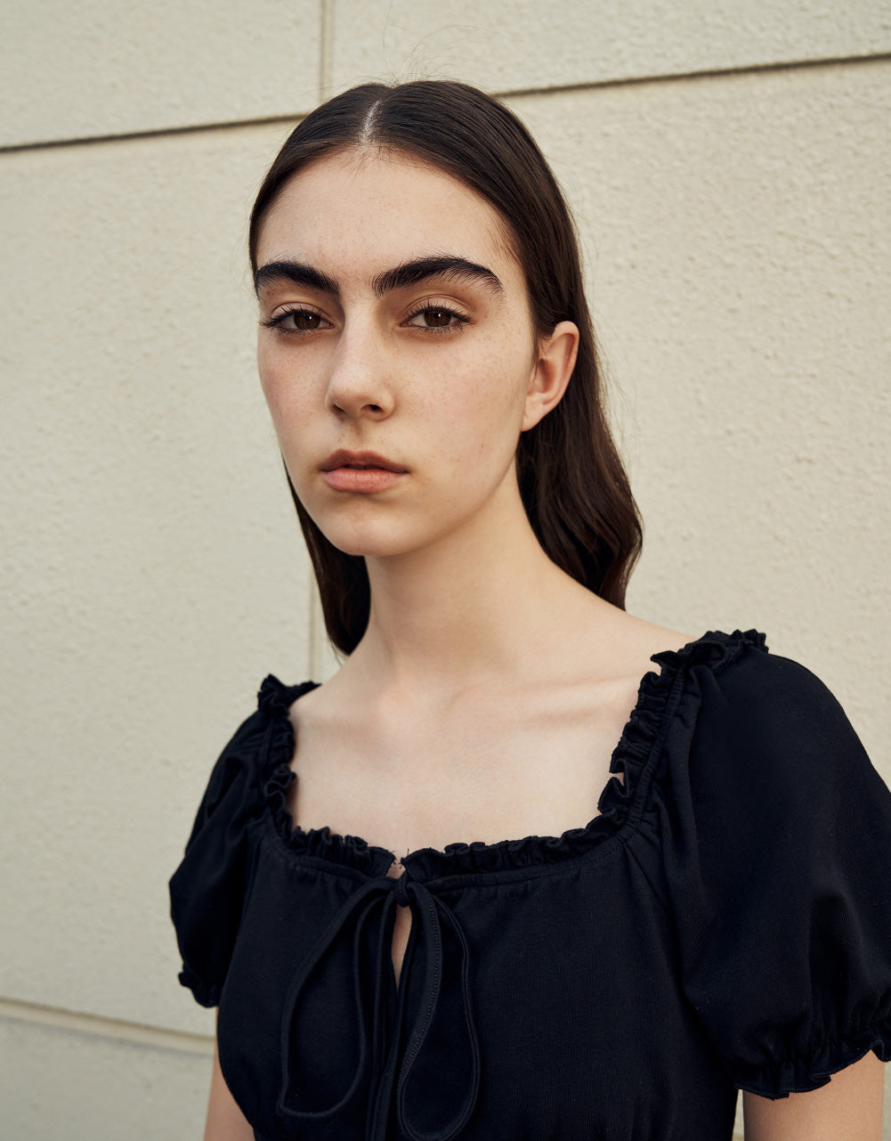 Tie Front Frill Trim Dress