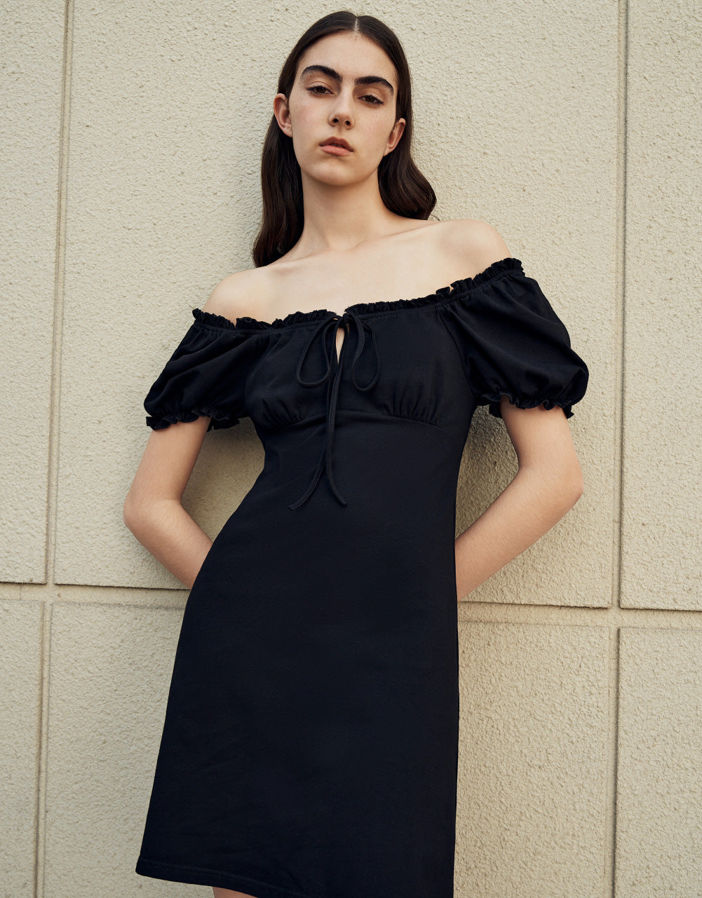Tie Front Frill Trim Dress