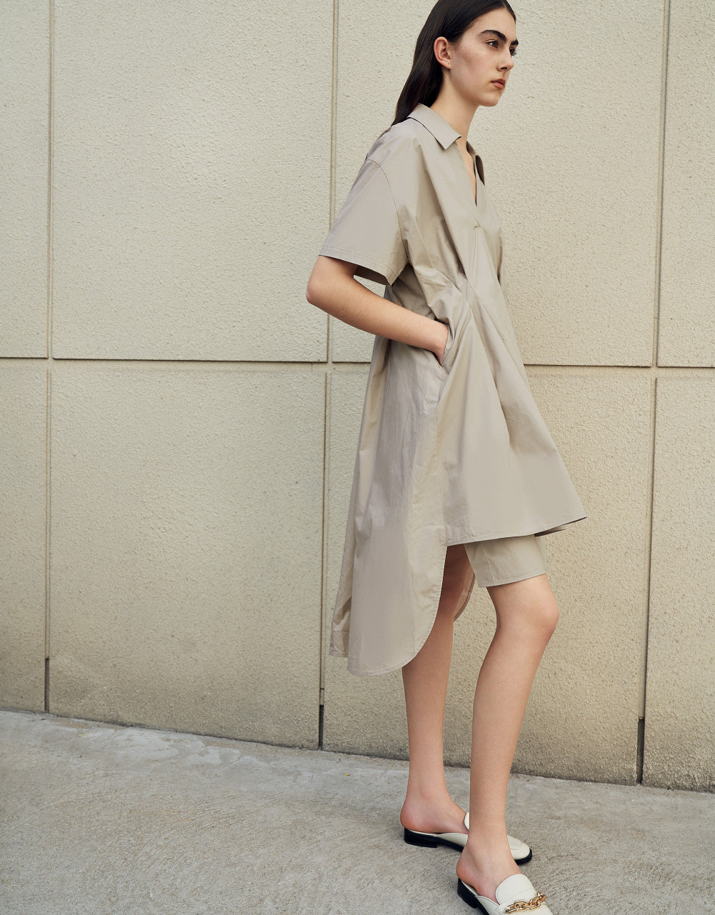 V-Neck Skater Shirt Dress