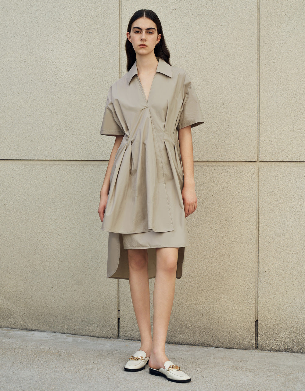 V-Neck Skater Shirt Dress