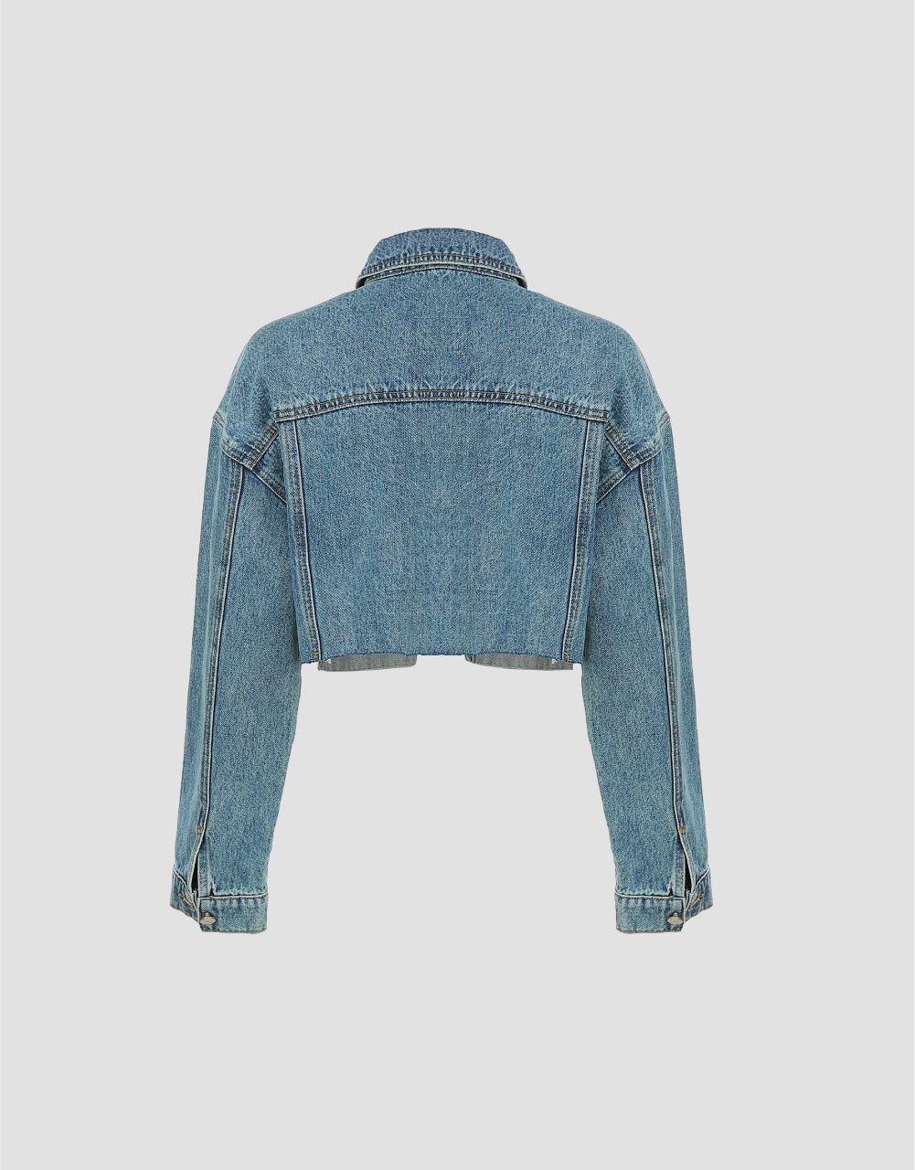 Cropped Free Edge Denim Jacket