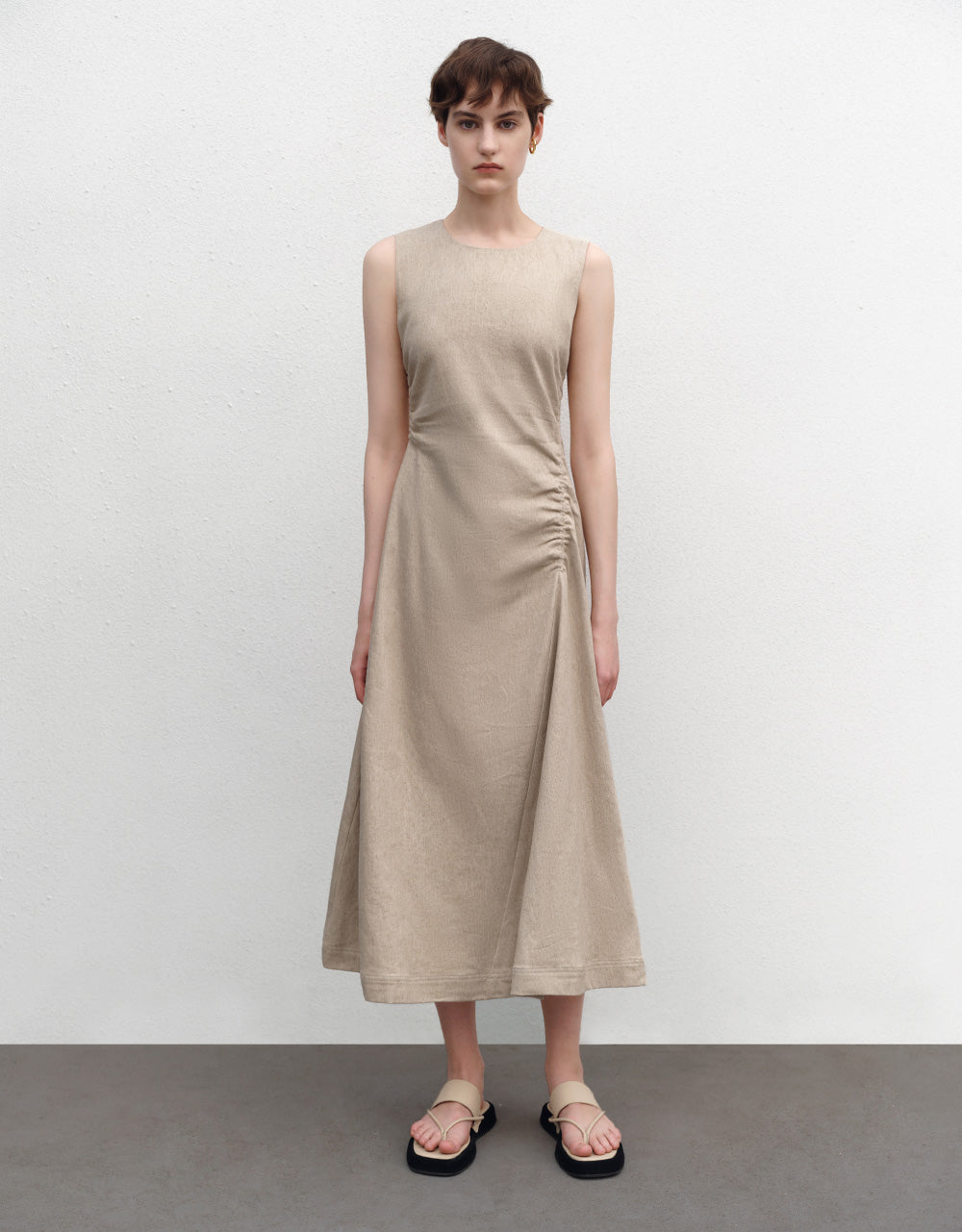 Sleeveless Crew Neck Midi Dress