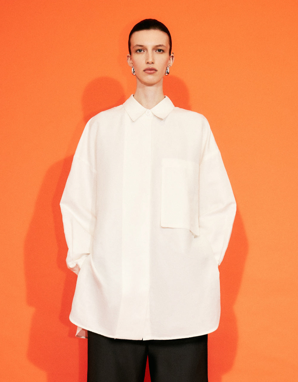 Drop Shoulder Sleeve Shirt Collar Shirts