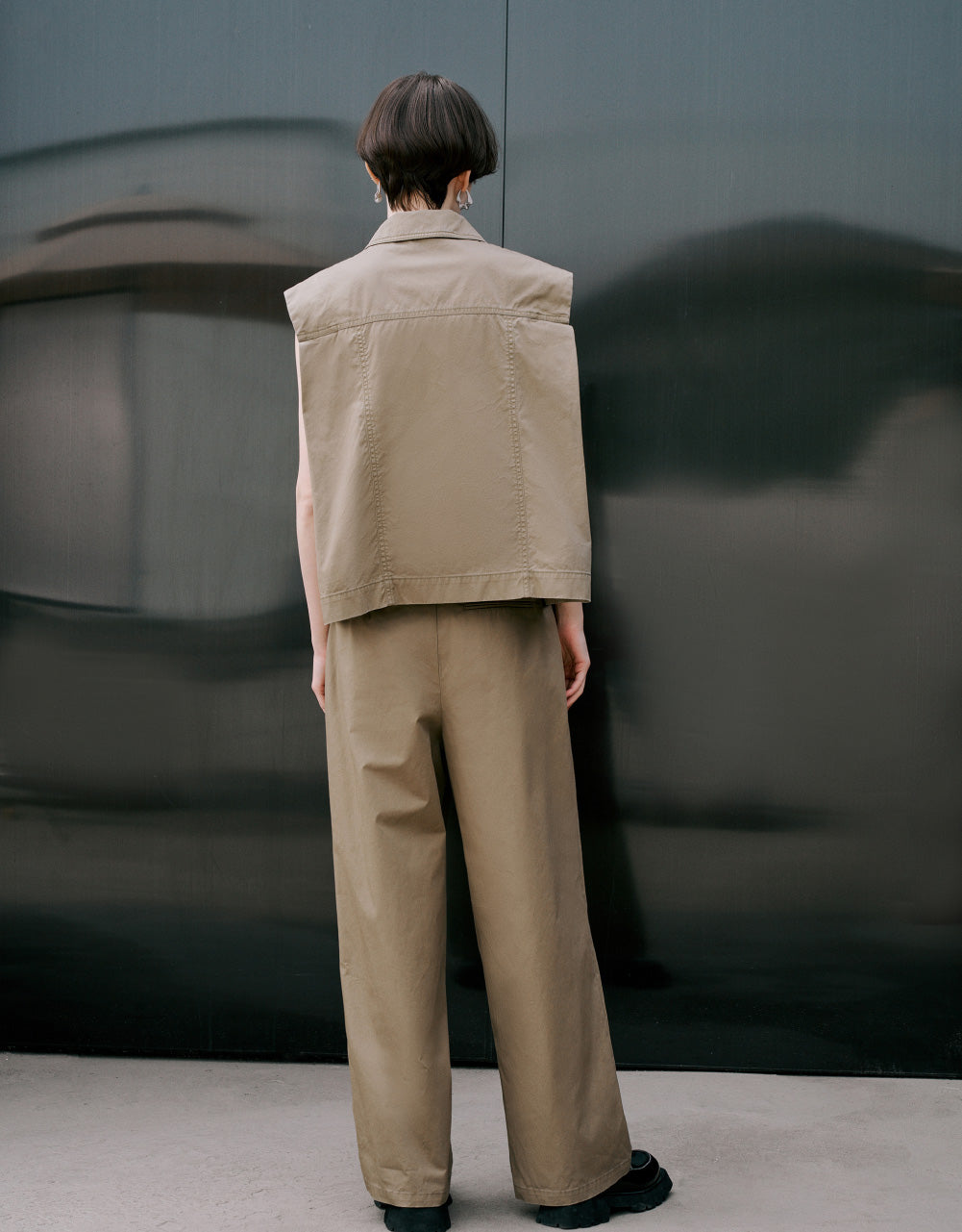 Straight Shirt Collar Vest