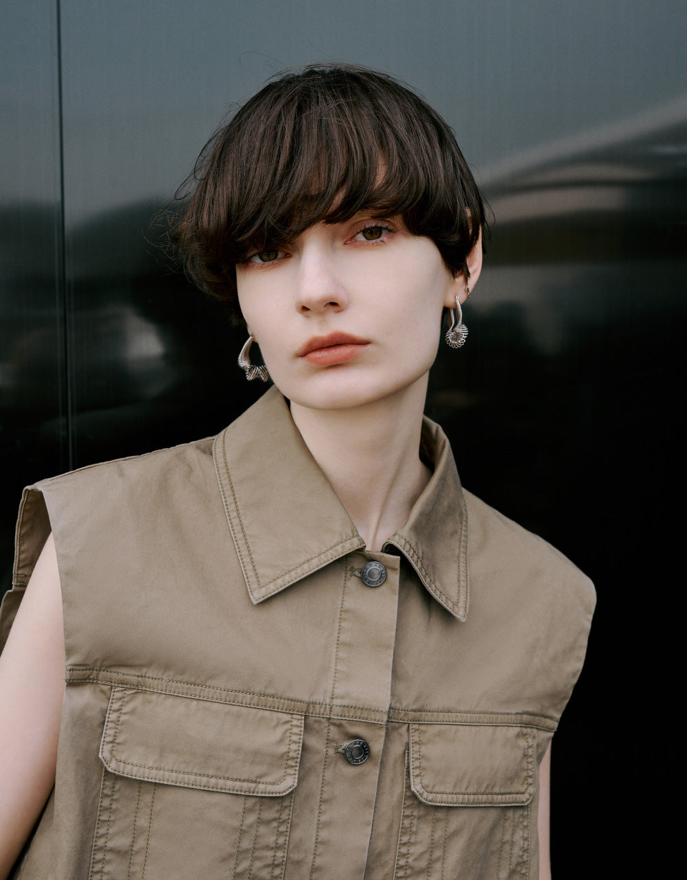 Straight Shirt Collar Vest