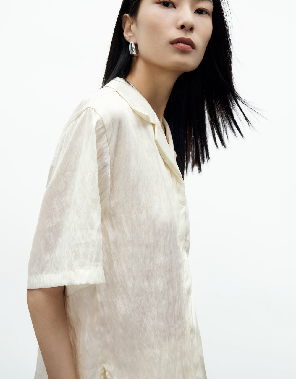 Drop Shoulder Sleeve Lapel Shirt