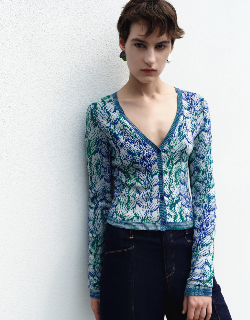 V-Neck Knitted Cardigan