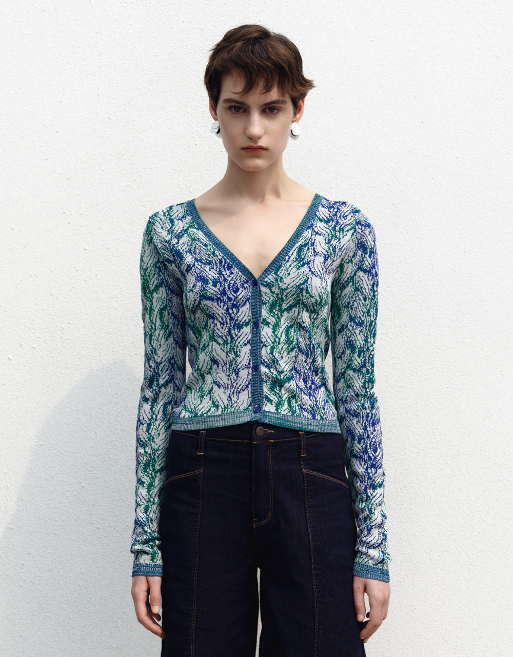 V-Neck Knitted Cardigan