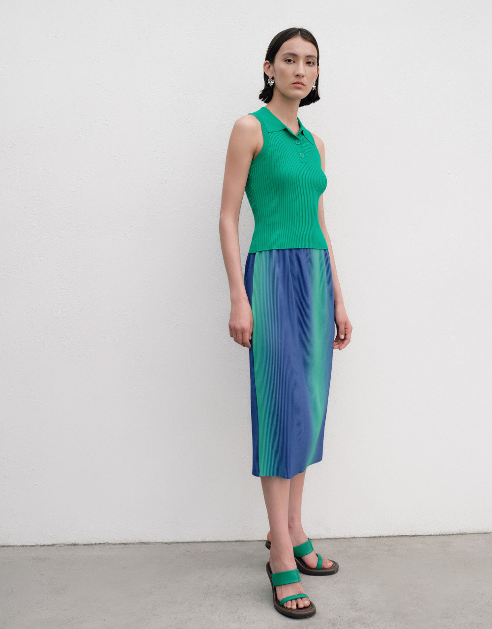 Button Half Placket Knitted Vest