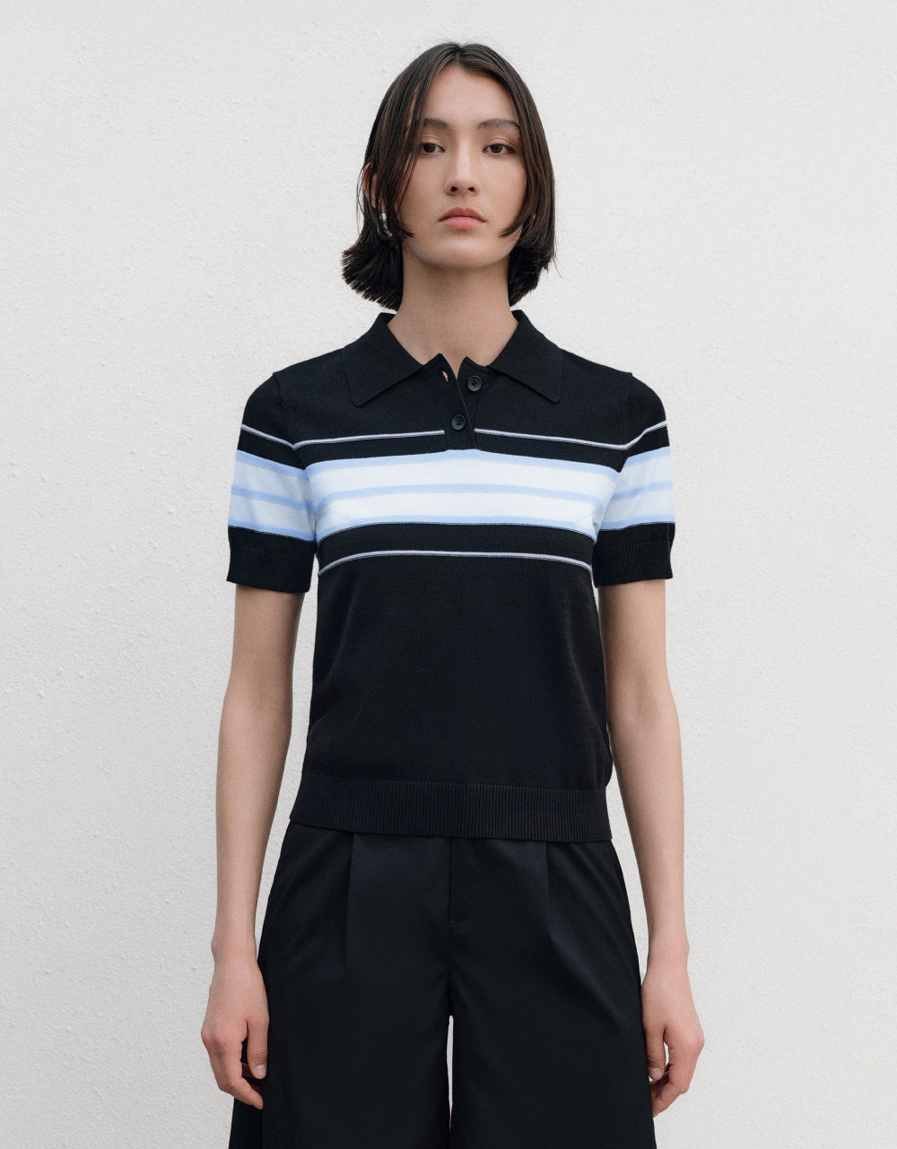 Striped Polo Knitted T-Shirt