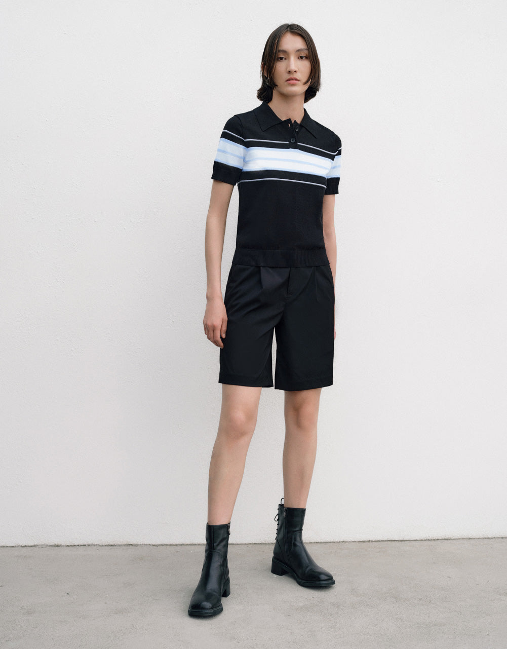 Striped Polo Knitted T-Shirt