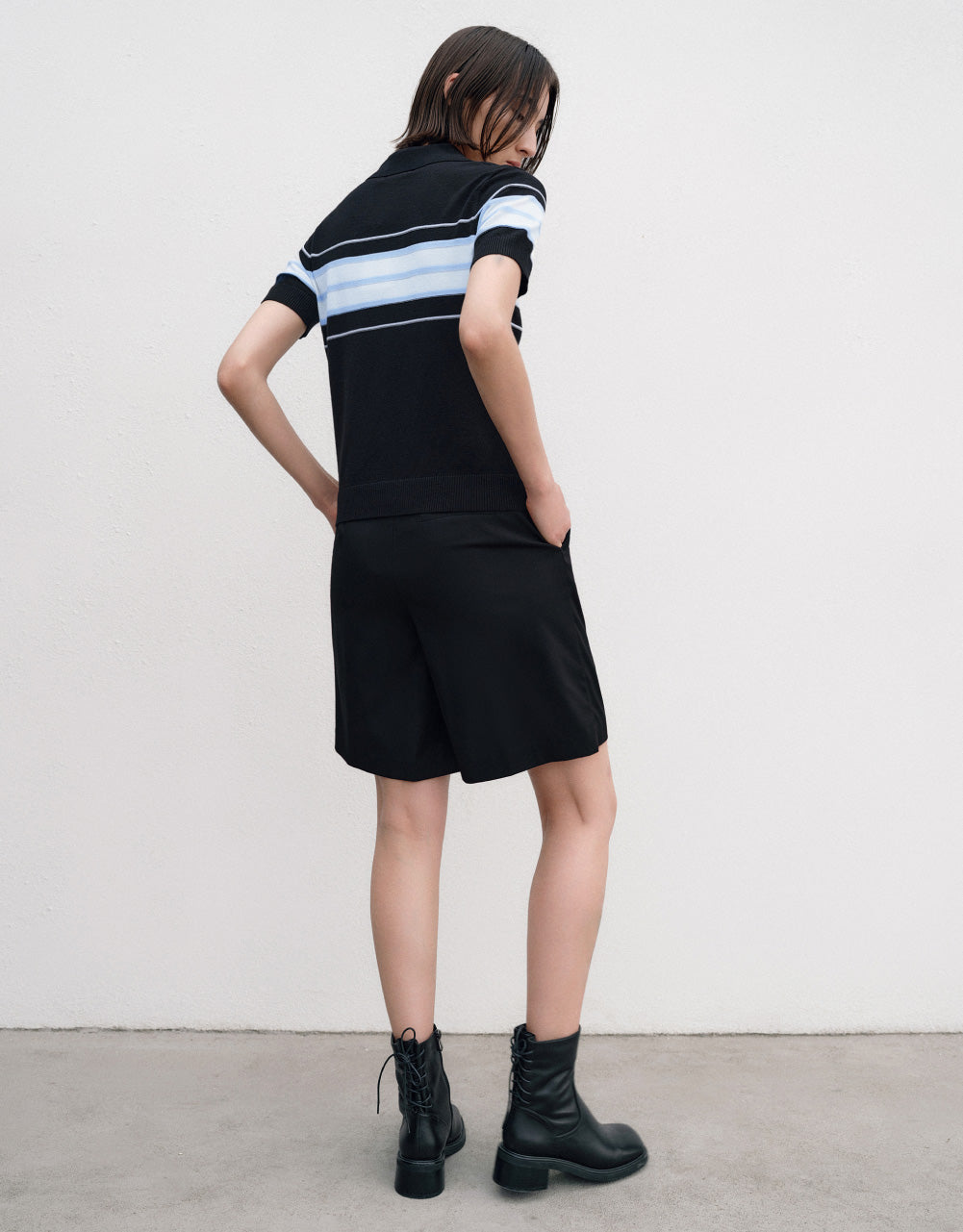 Striped Polo Knitted T-Shirt