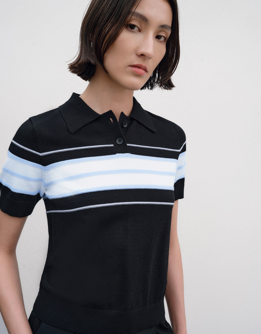 Striped Polo Knitted T-Shirt