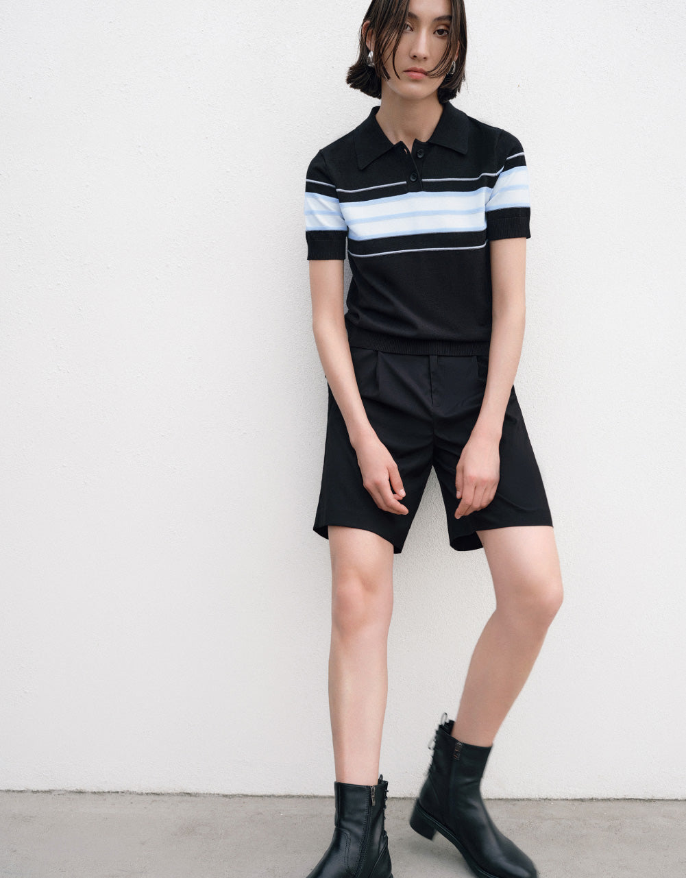 Striped Polo Knitted T-Shirt