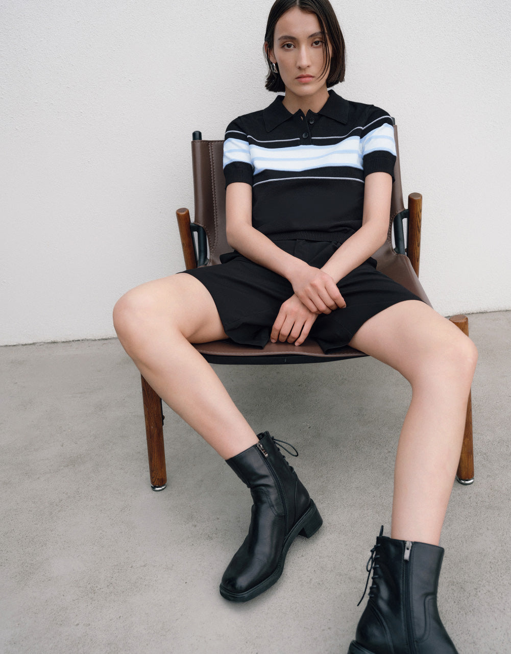Striped Polo Knitted T-Shirt