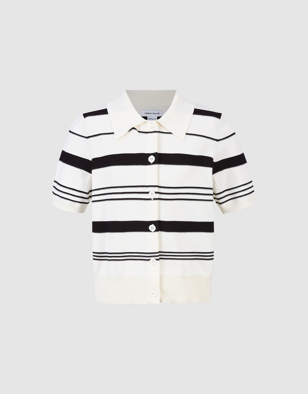 Striped Knitted Polo T-Shirt