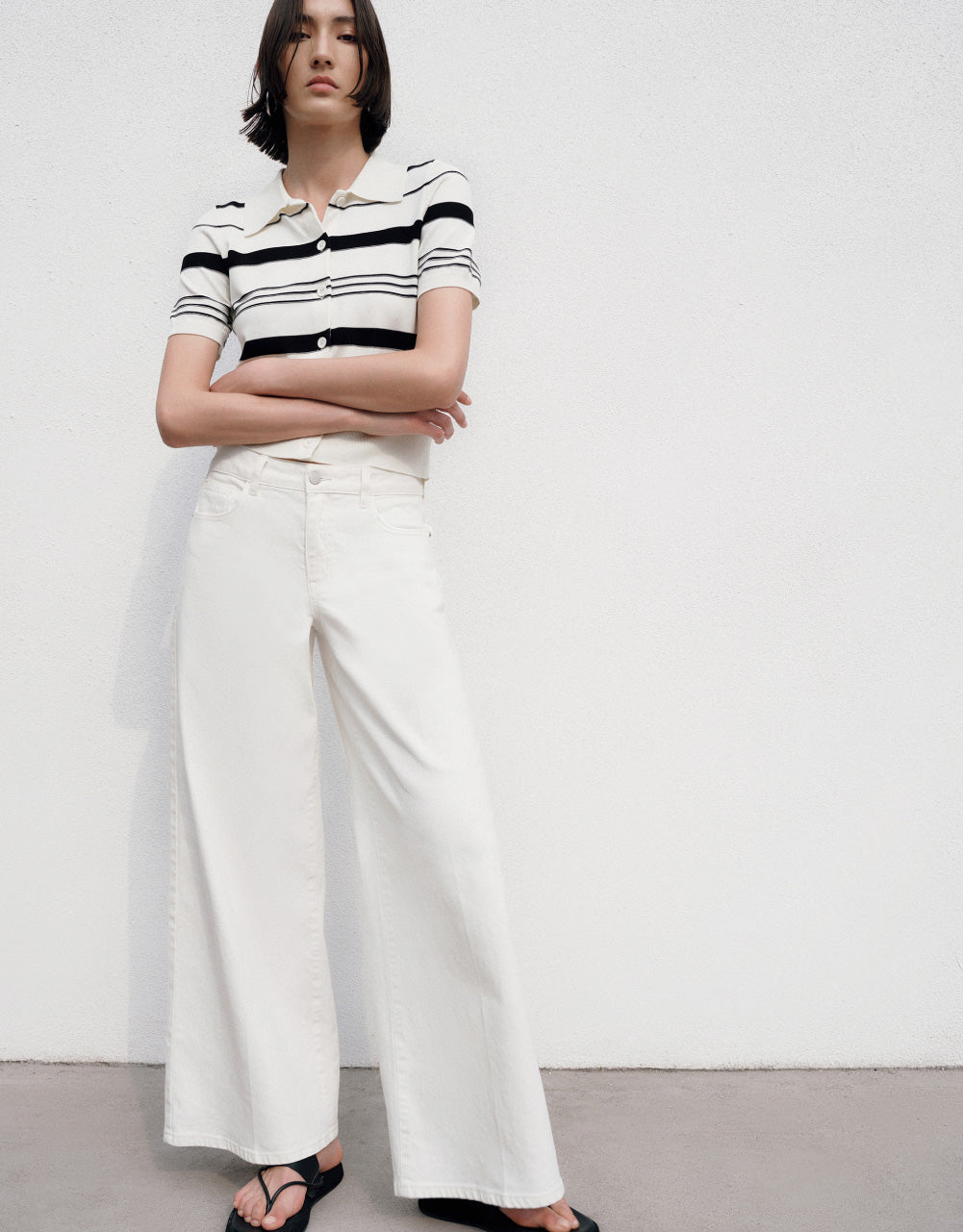 Striped Knitted Polo T-Shirt
