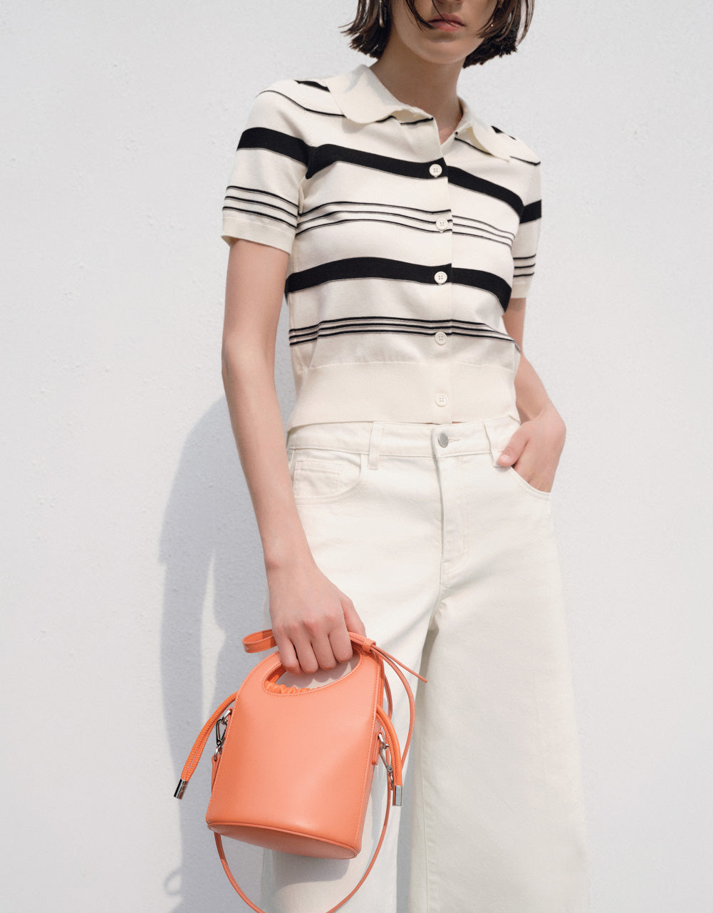 Striped Knitted Polo T-Shirt