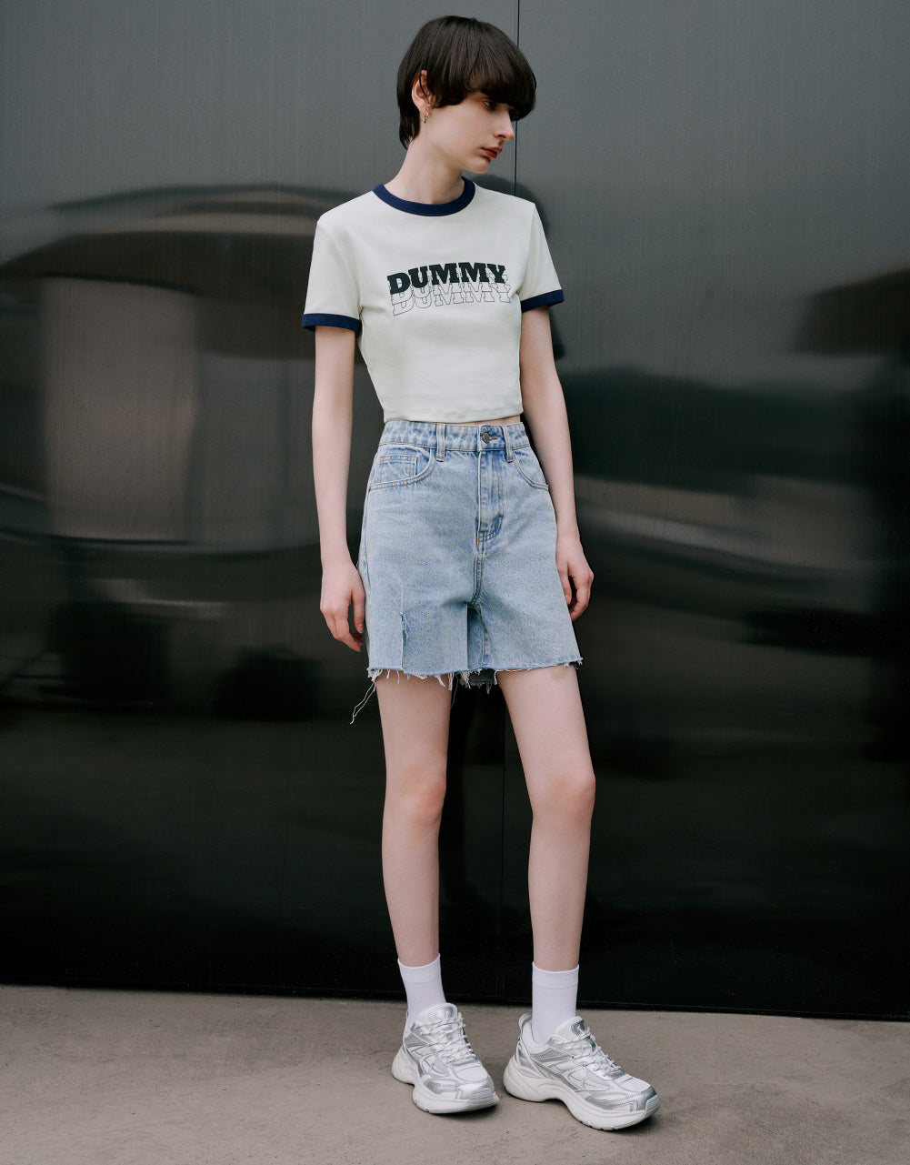 Printed Crew Neck Skinny T-Shirt