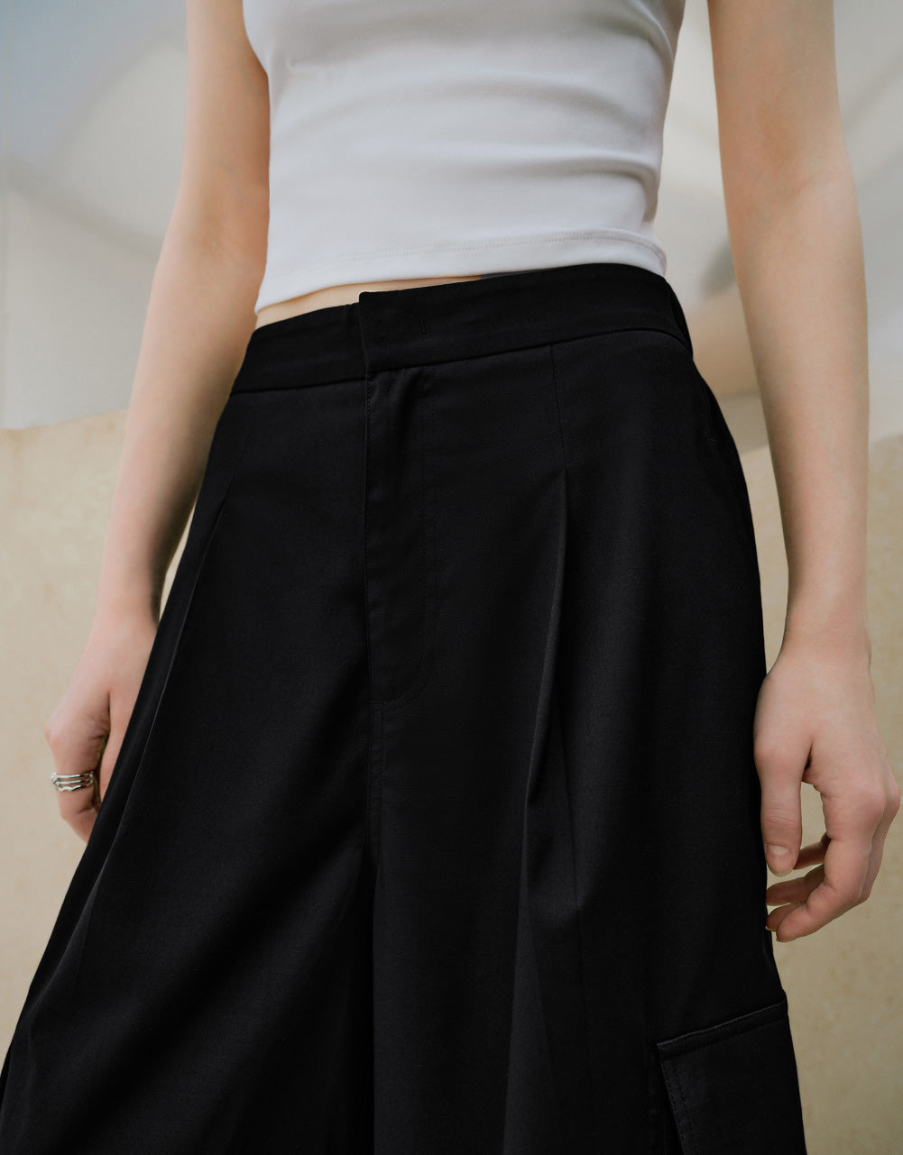 Wide-Leg Pants With Pockets