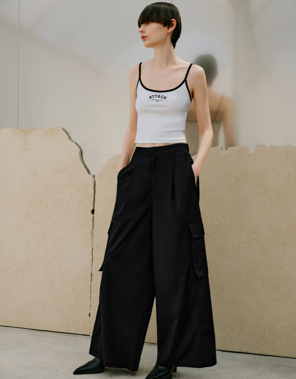 Wide-Leg Pants With Pockets
