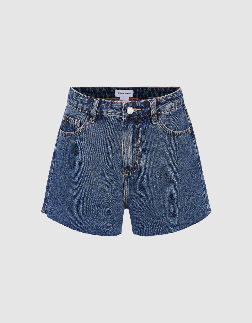 Raw Hem Mid-Waist Denim Shorts