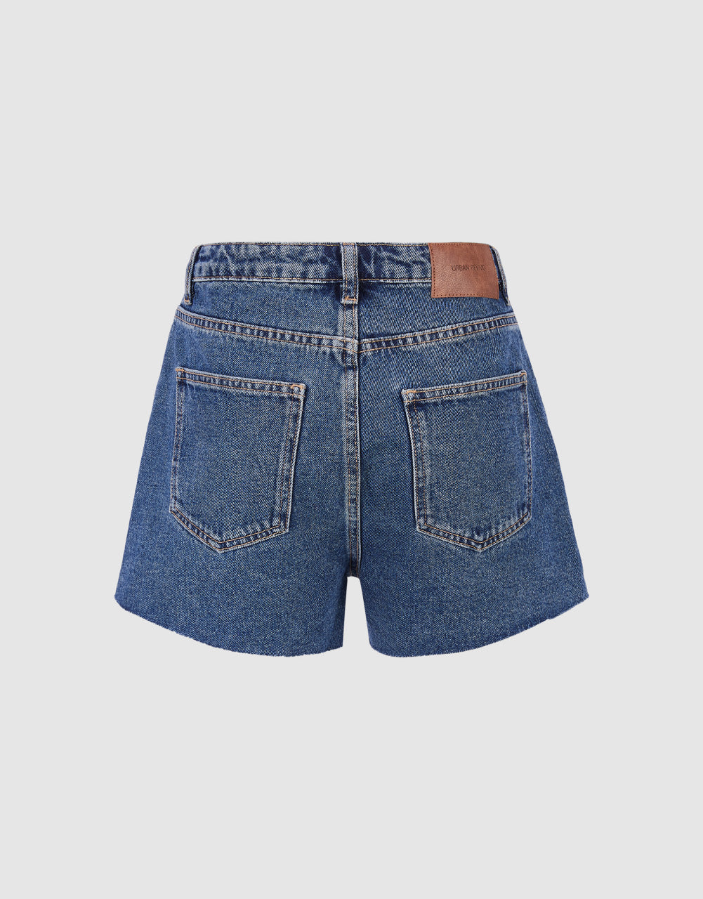 Raw Hem Mid-Waist Denim Shorts