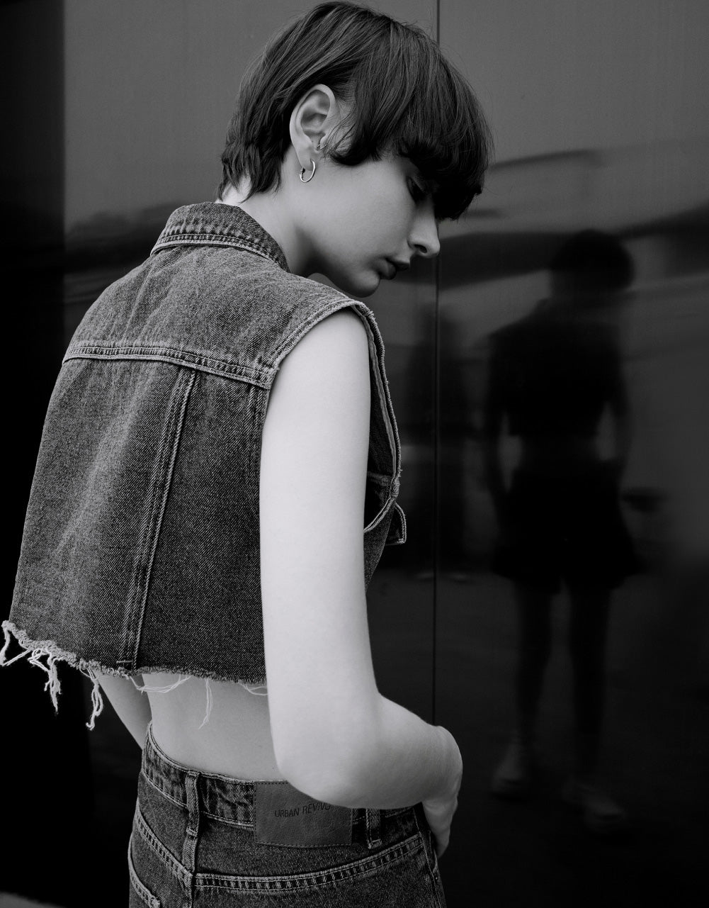 Raw Hem Sleeveless Denim Shirt