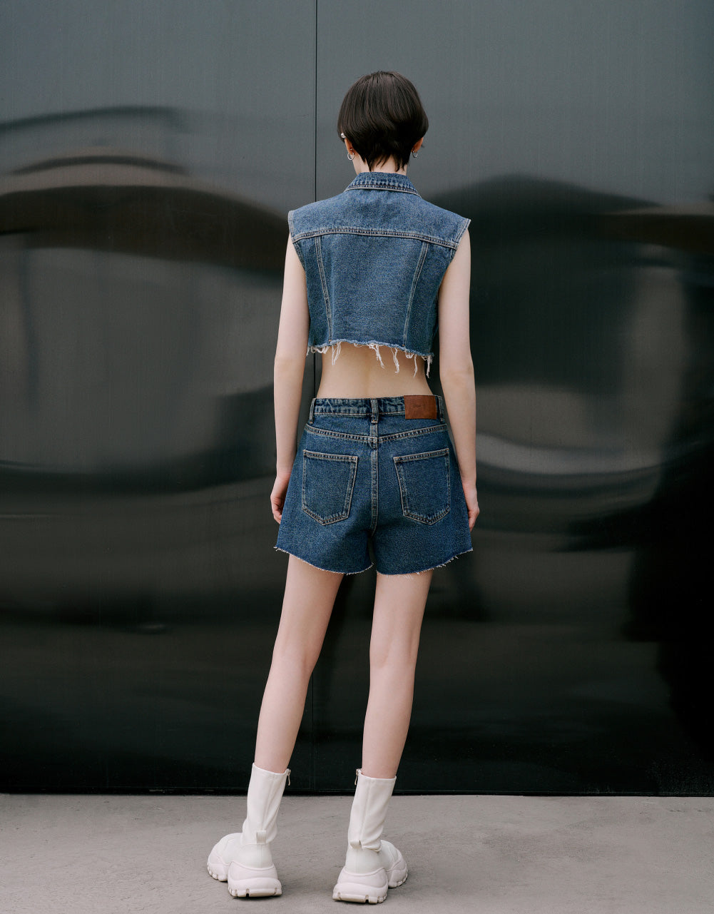 Raw Hem Sleeveless Denim Shirt