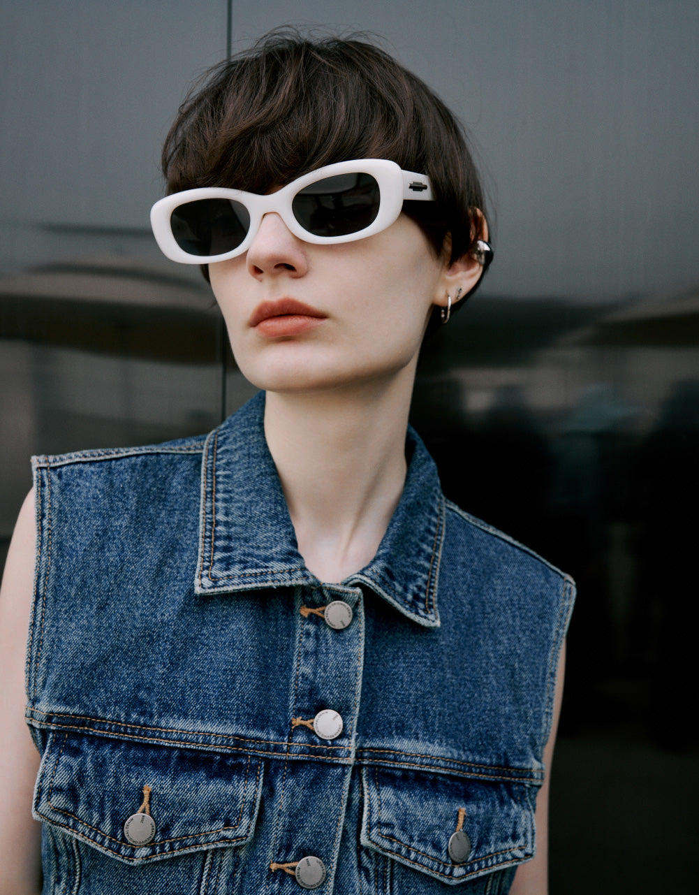 Raw Hem Sleeveless Denim Shirt