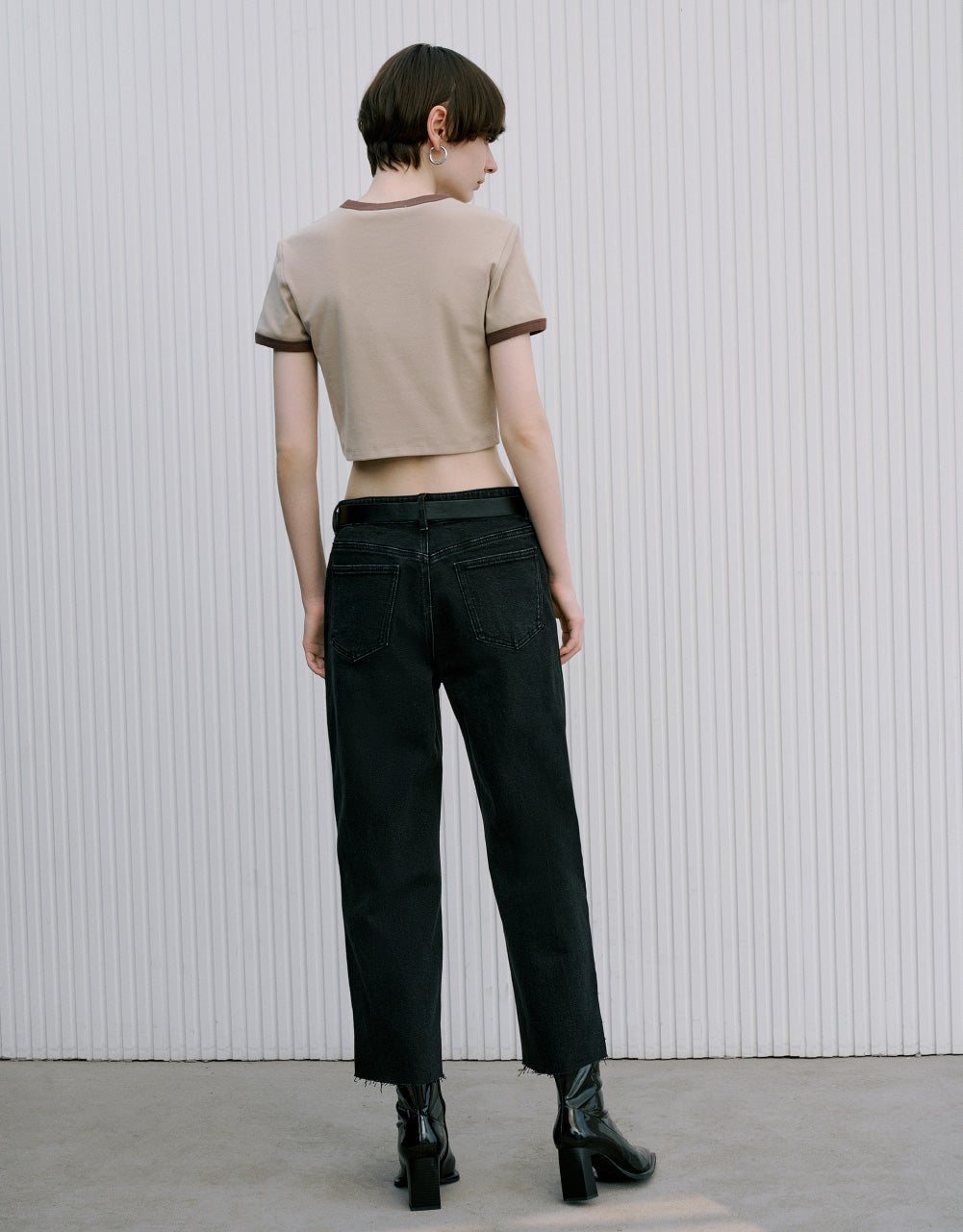 Raw Hem Straight Jeans With Belt