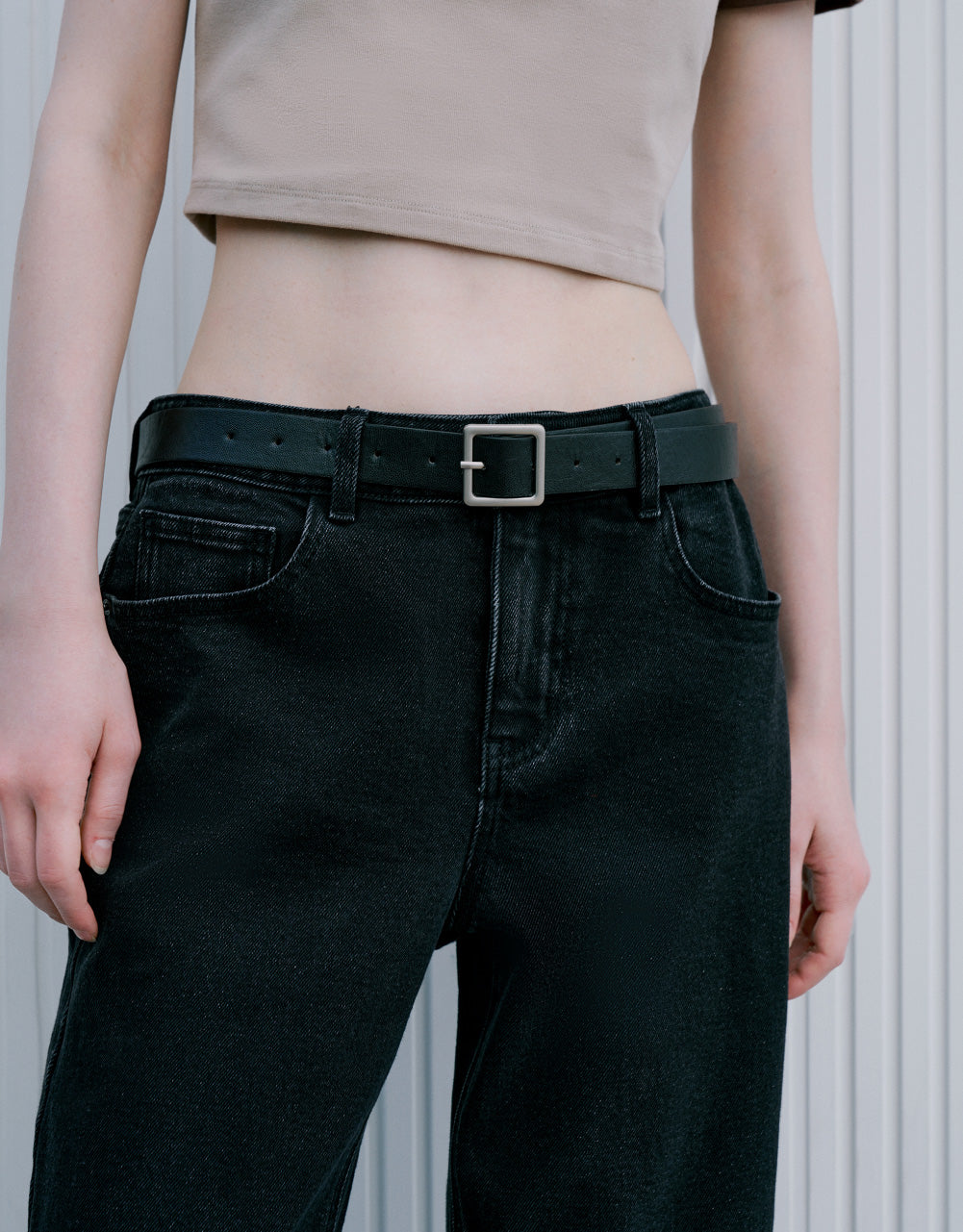 Raw Hem Straight Jeans With Belt