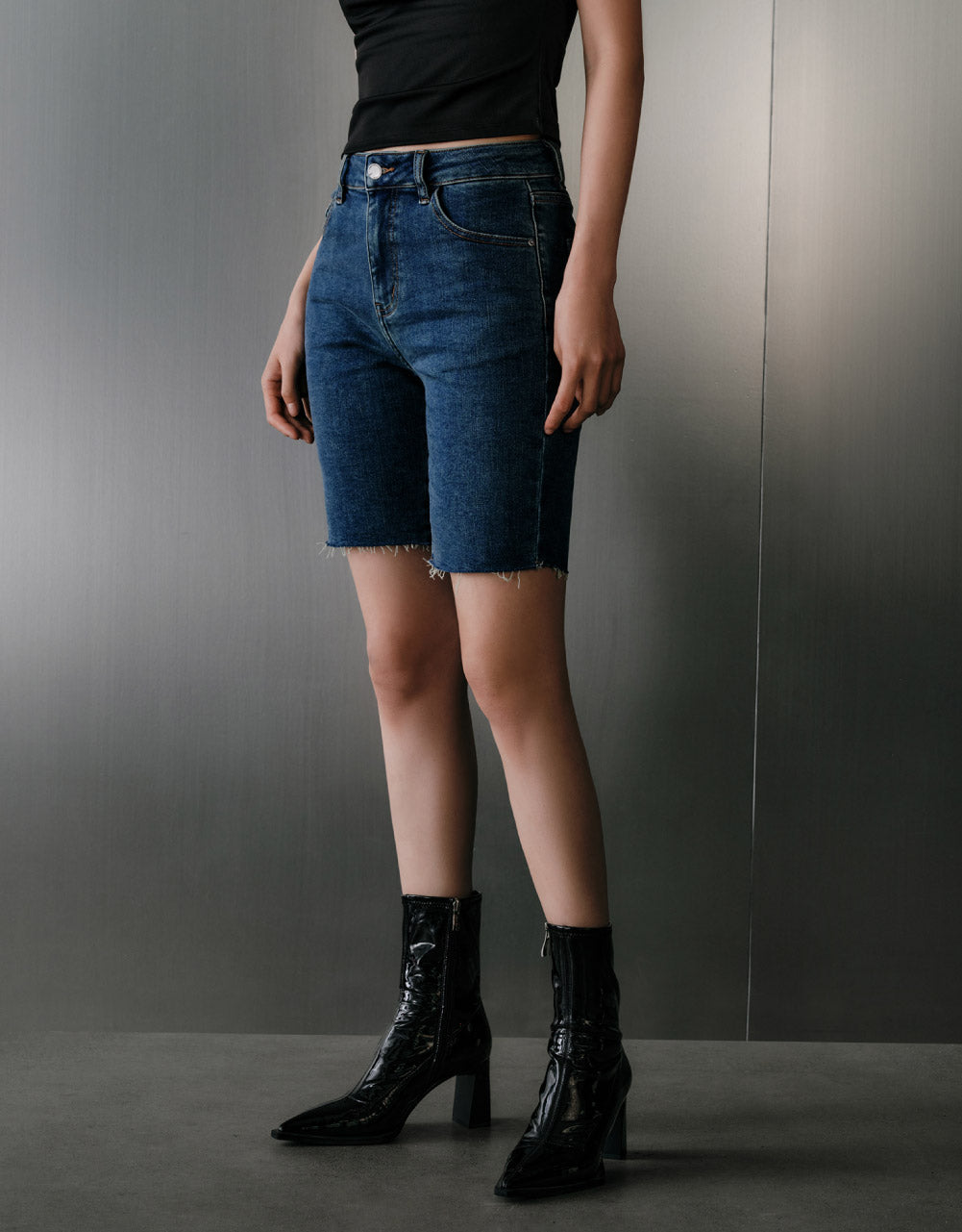 Mid-Waist Denim Shorts