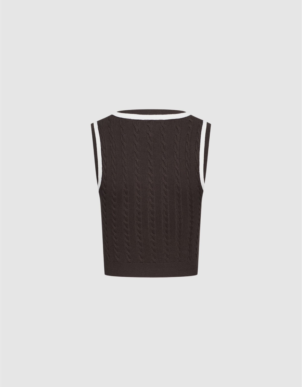 Number Embroidery Cable Knit Vest